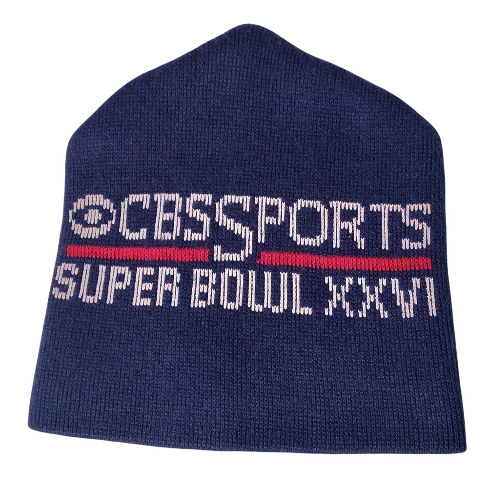 Vintage CBS Sports Super Bowl XXVI Beanie Hat Red White Blue NFL Collectible
